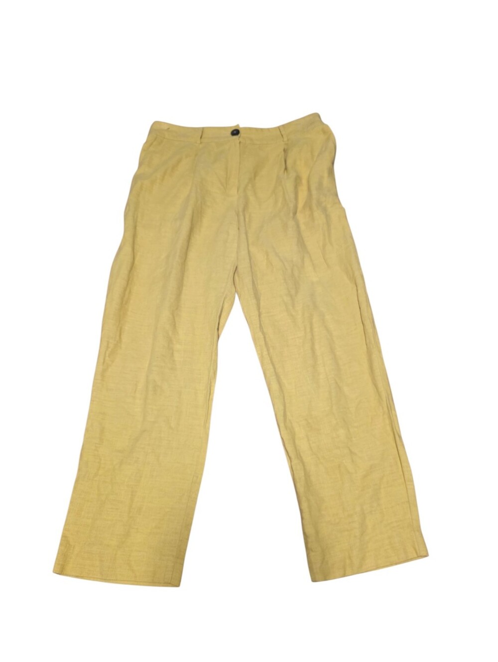 M&S Collection Linen Blend Elastic Waist Trouser Pamts Yelllow Size 8 VGUC